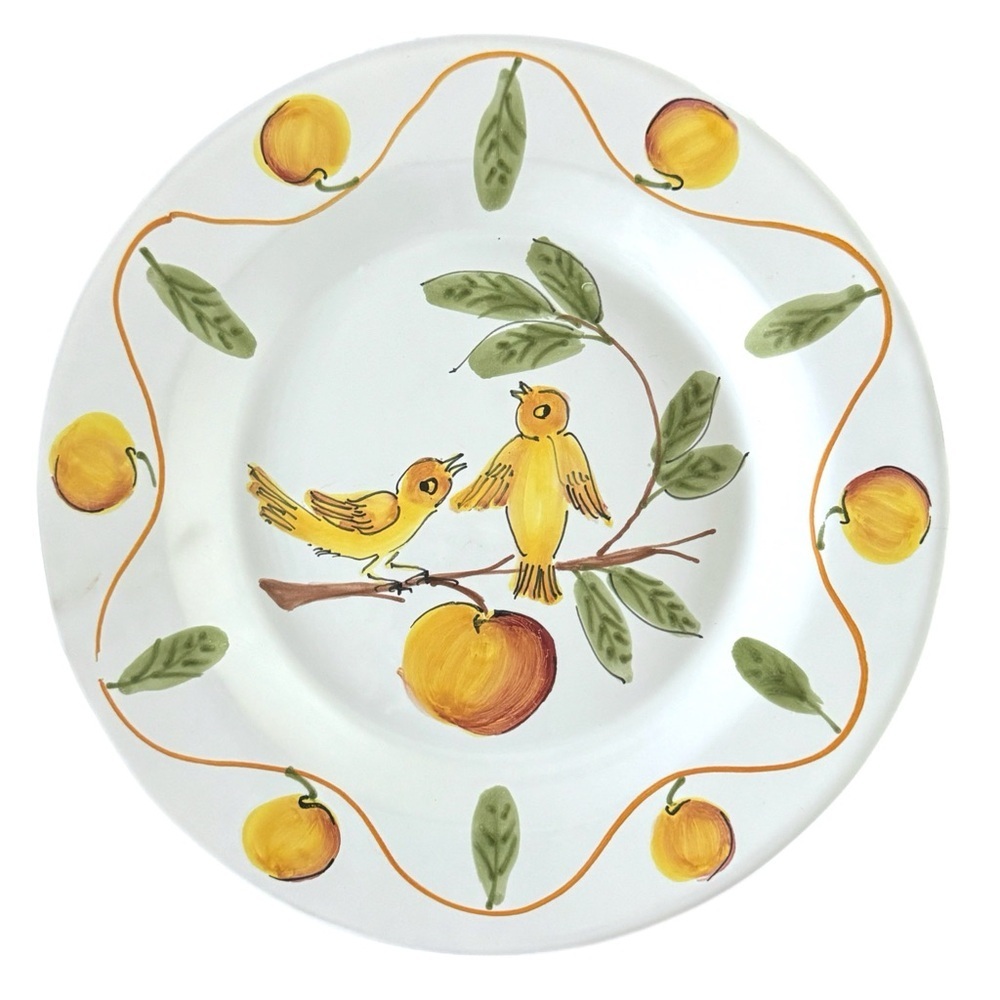 Lillian Vernon Made In Italy Yellow Birds Ceramic Decor Plate Painted Italian 9” - Picture 3 of 7